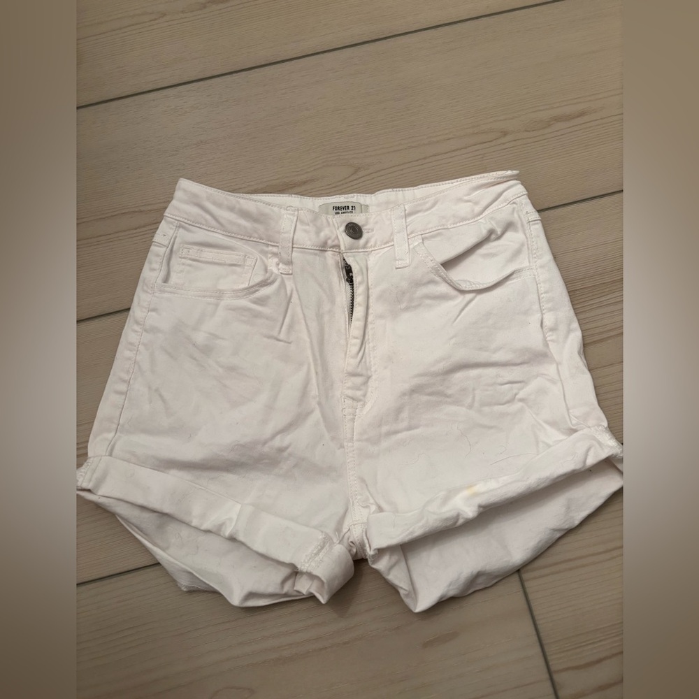 Forever 21- White Cotton Shorts